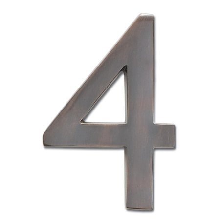PERFECTPATIO 3582DC Number 4 Solid Cast Brass 4 inch Floating House Number Dark Aged Copper &quot;4&quot; PE169321